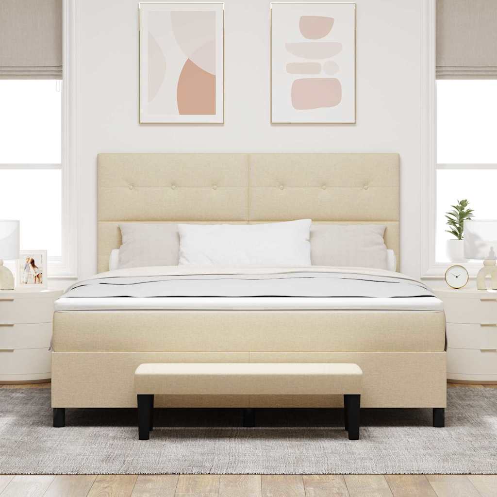 vidaXL Κρεβάτι με ελατήρια με κεφαλάρι Κρεμ 180 x 200 cm ύφασμα