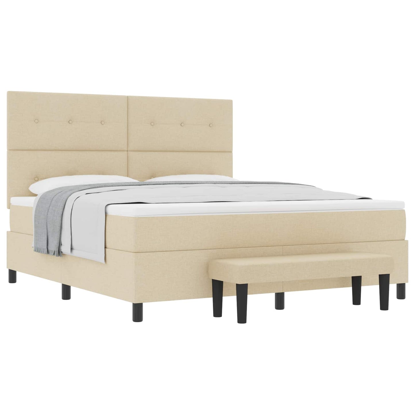 vidaXL Κρεβάτι με ελατήρια με κεφαλάρι Κρεμ 180 x 200 cm ύφασμα