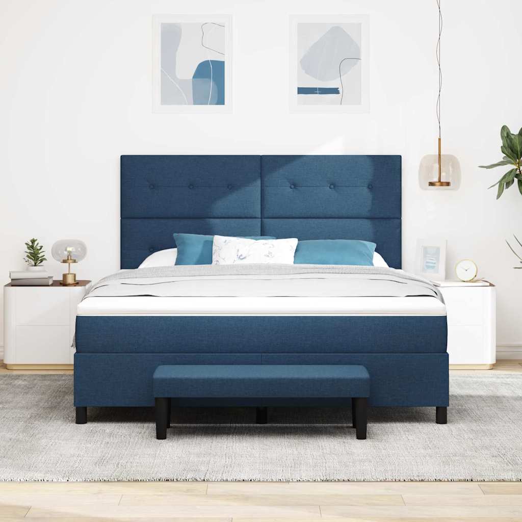 vidaXL Κρεβάτι με ελατήρια με κεφαλάρι Μπλε 180 x 200 cm ύφασμα