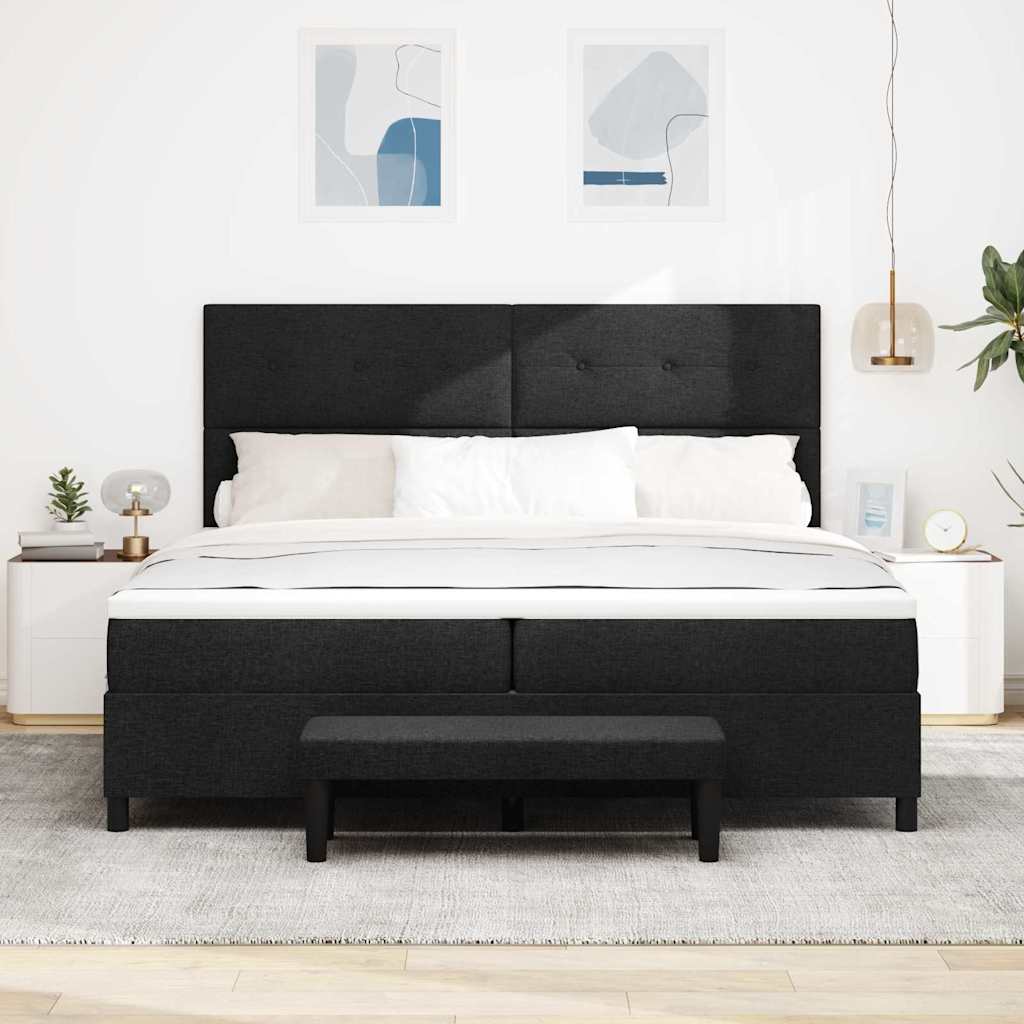 vidaXL Κρεβάτι με ελατήρια με κεφαλάρι Μαύρο 200 x 200 cm ύφασμα