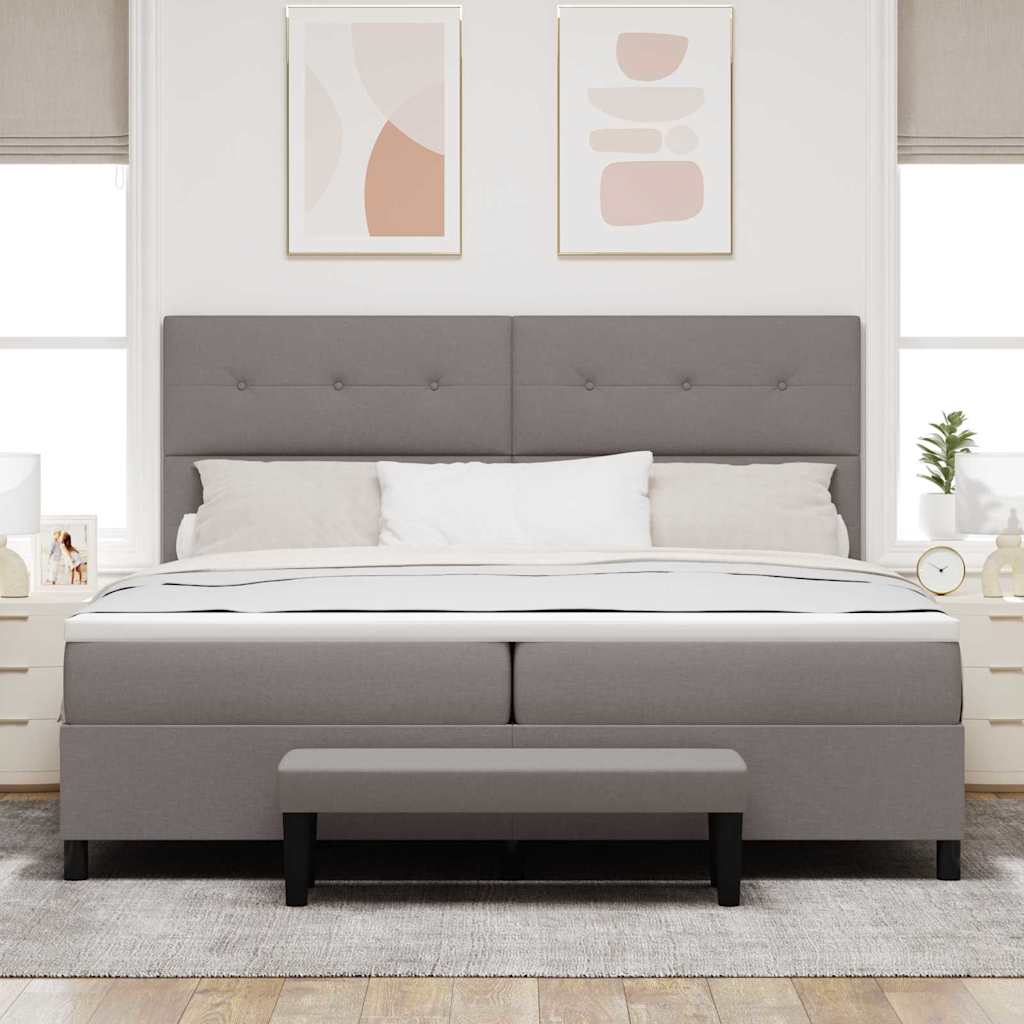 vidaXL Κρεβάτι με ελατήρια με κεφαλάρι Taupe 200 x 200 cm ύφασμα