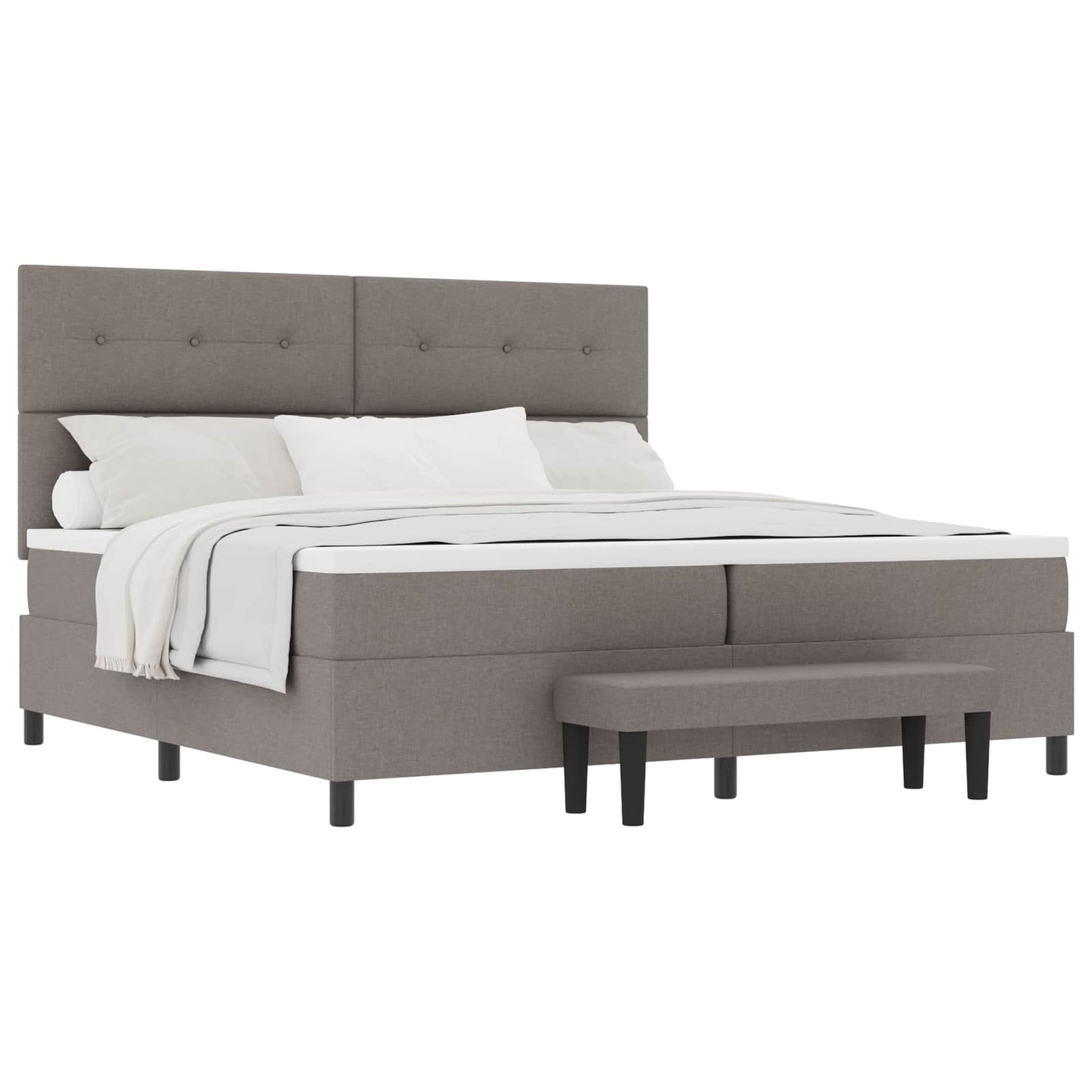 vidaXL Κρεβάτι με ελατήρια με κεφαλάρι Taupe 200 x 200 cm ύφασμα