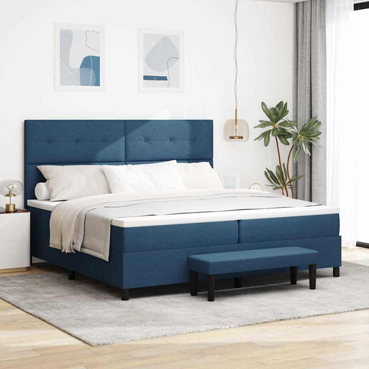 vidaXL Κρεβάτι με ελατήρια με κεφαλάρι Μπλε 200 x 200 cm ύφασμα
