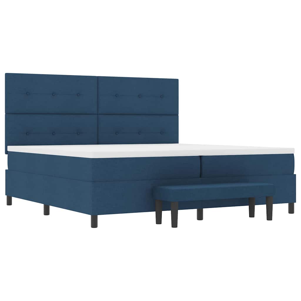 vidaXL Κρεβάτι με ελατήρια με κεφαλάρι Μπλε 200 x 200 cm ύφασμα