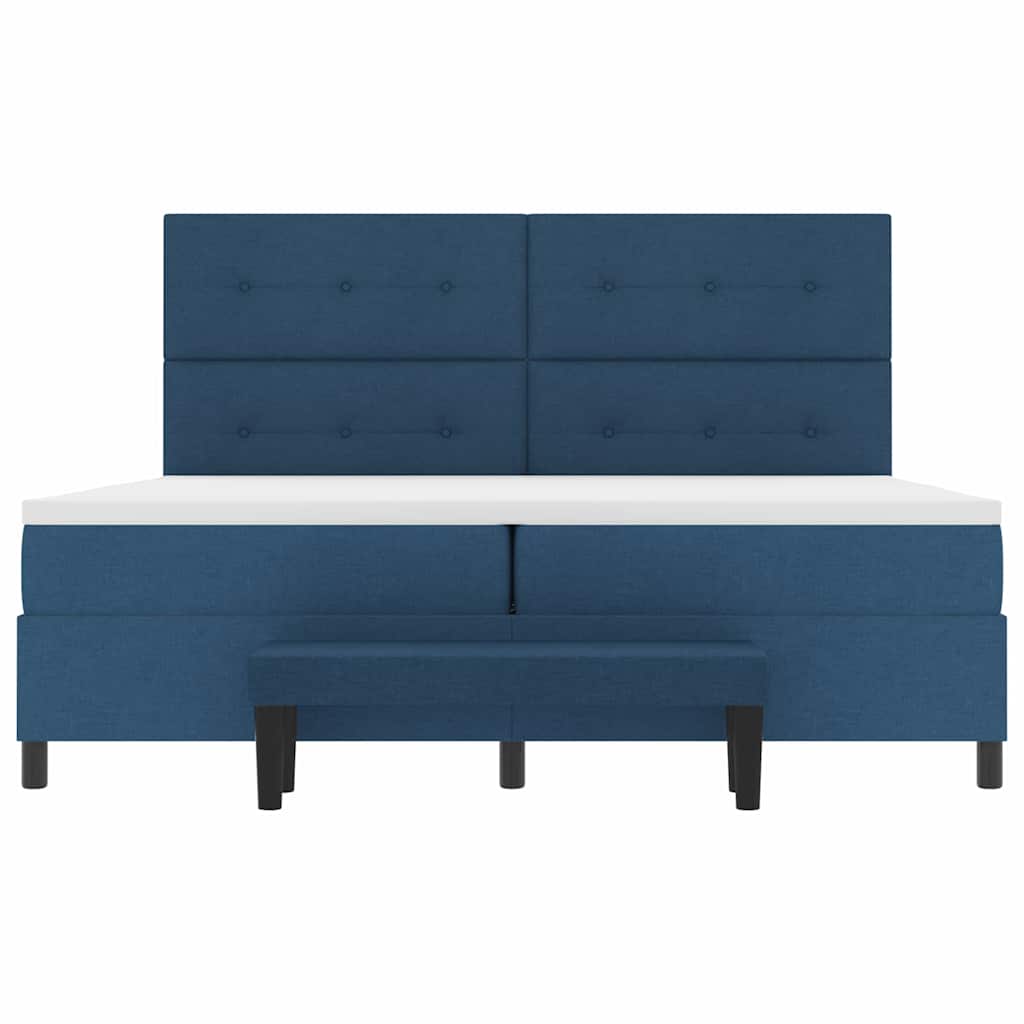 vidaXL Κρεβάτι με ελατήρια με κεφαλάρι Μπλε 200 x 200 cm ύφασμα