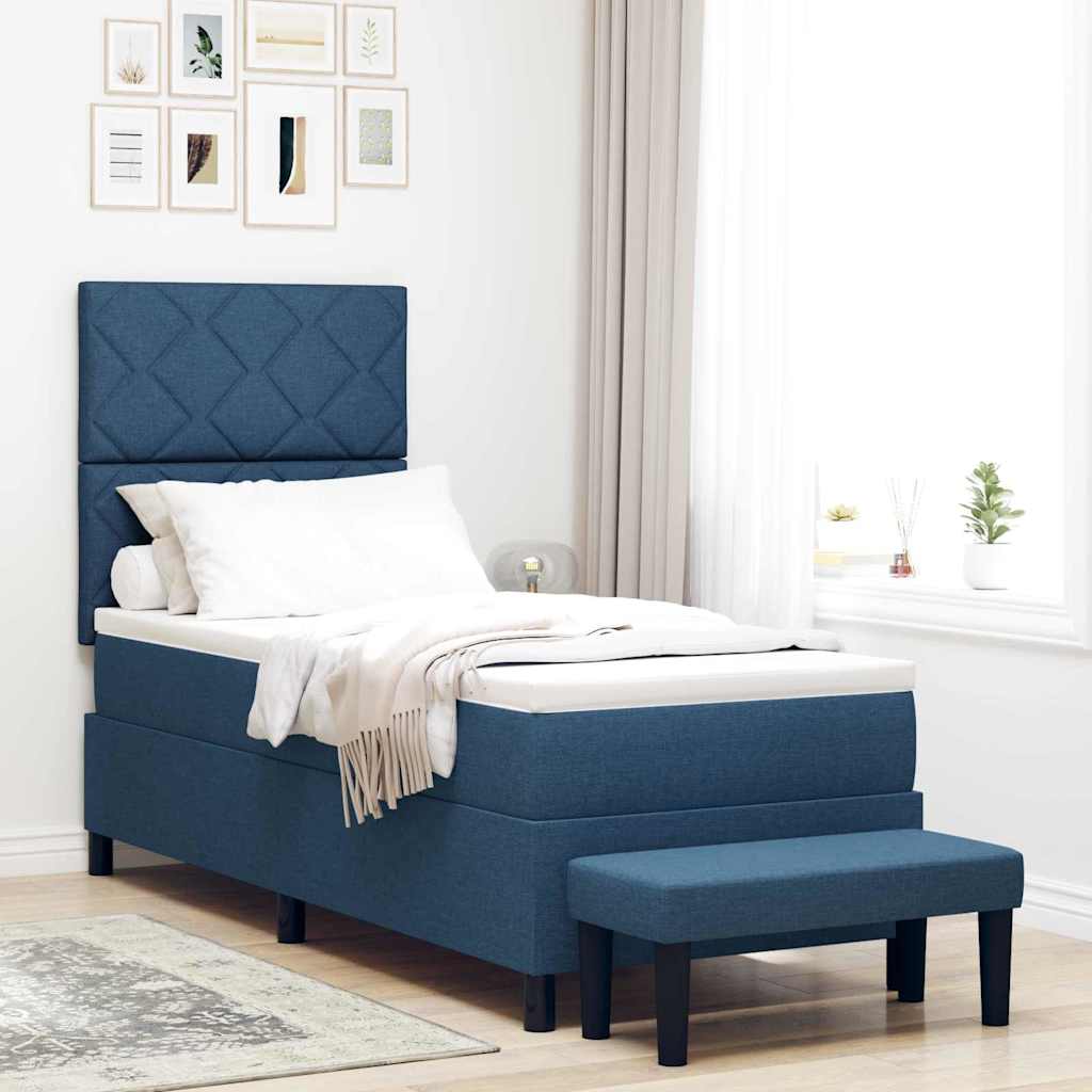 vidaXL Κρεβάτι με ελατήρια με κεφαλάρι Μπλε 80 x 200 cm ύφασμα