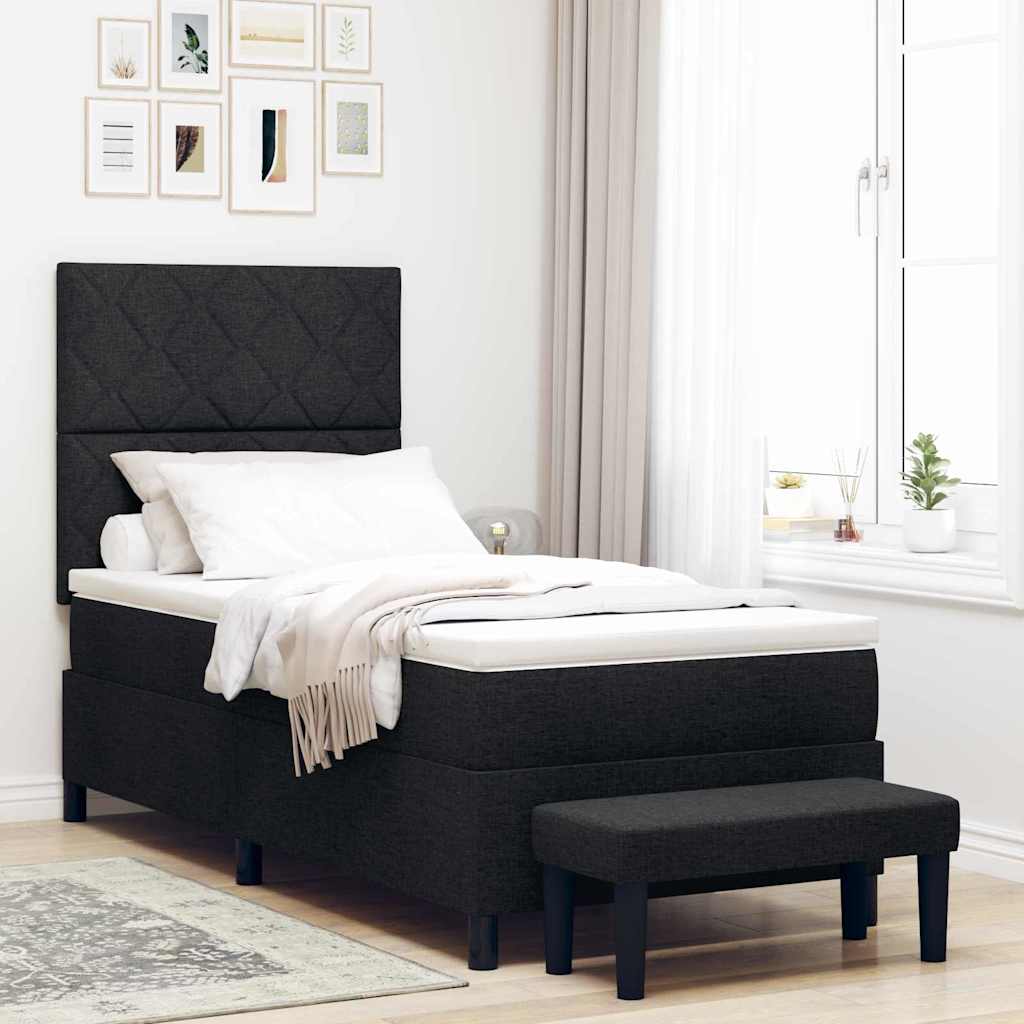 vidaXL Κρεβάτι με ελατήρια με κεφαλάρι Μαύρο 90 x 200 cm ύφασμα