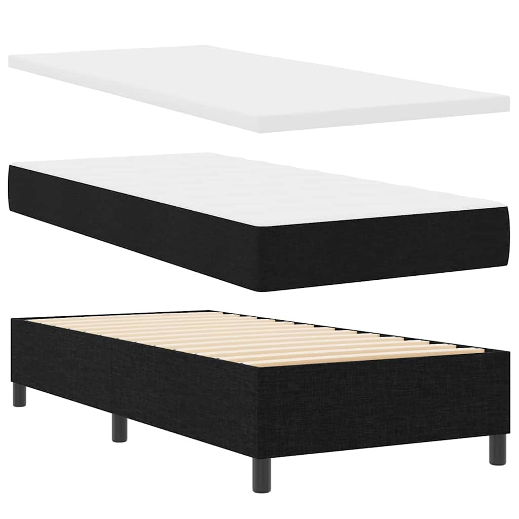vidaXL Κρεβάτι με ελατήρια με κεφαλάρι Μαύρο 90 x 200 cm ύφασμα