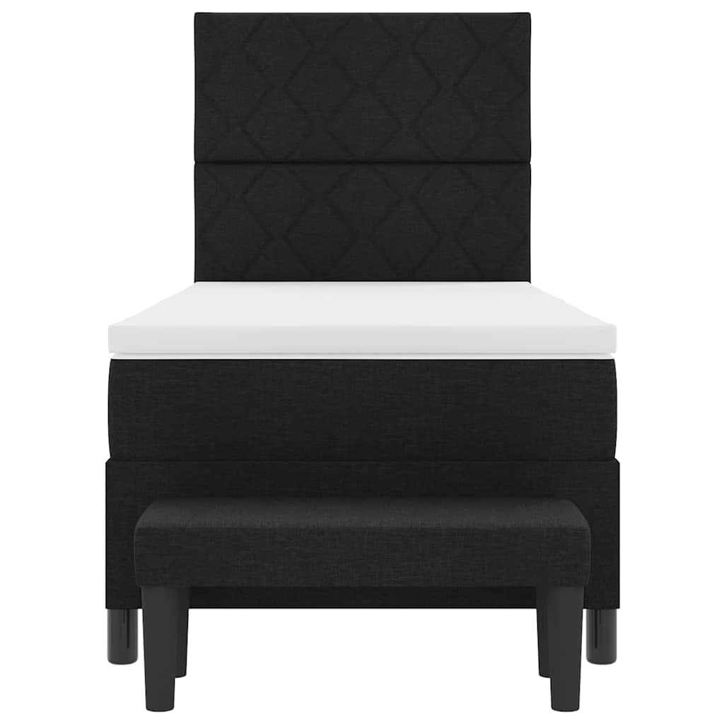 vidaXL Κρεβάτι με ελατήρια με κεφαλάρι Μαύρο 90 x 200 cm ύφασμα