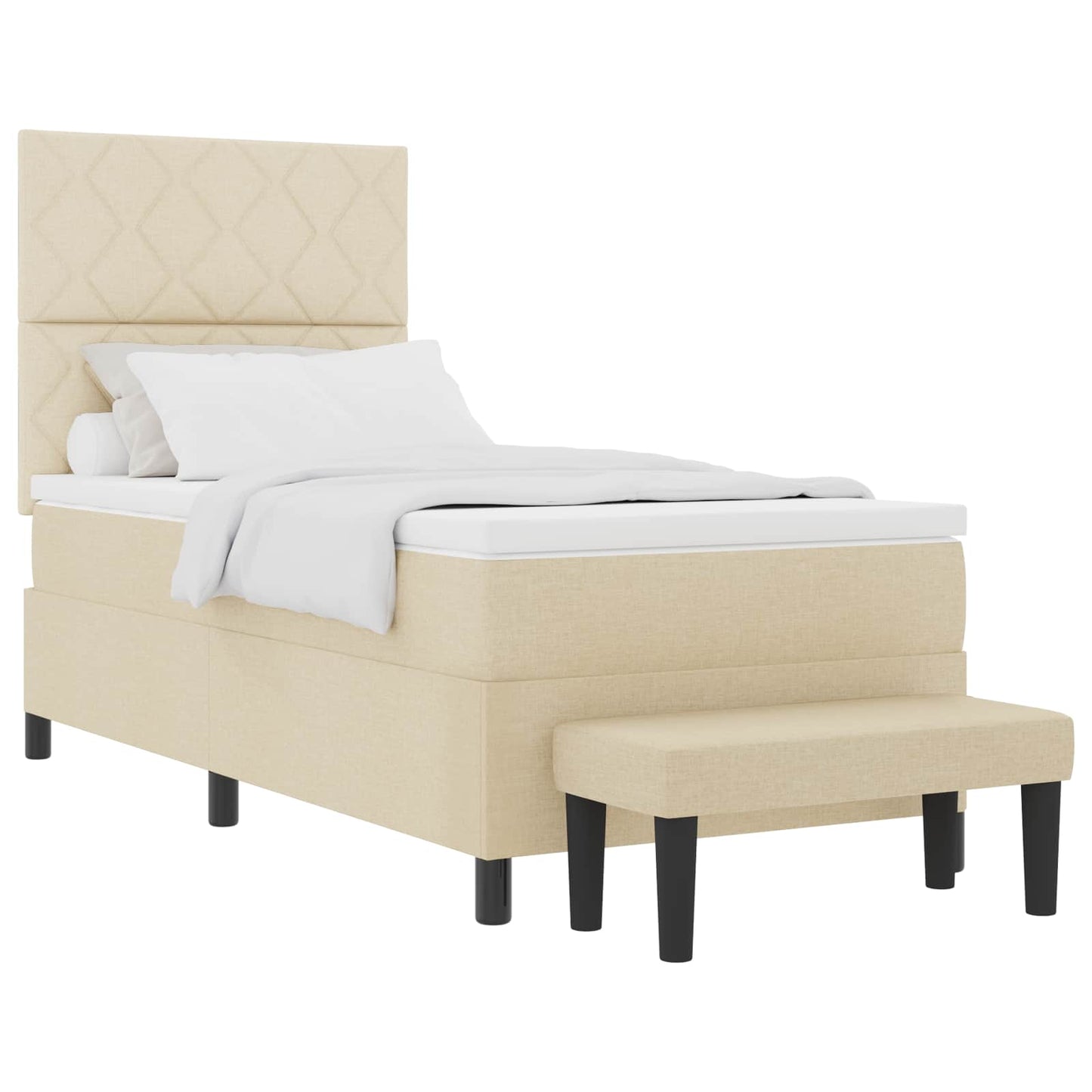 vidaXL Κρεβάτι με ελατήρια με μαξιλάρι Κρεμ 90 x 200 cm ύφασμα