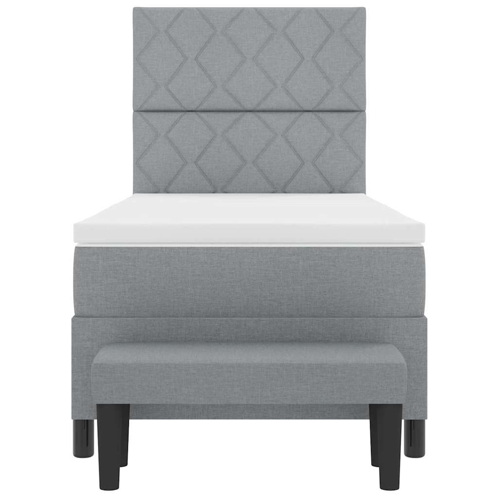 vidaXL Κρεβάτι με ελατήρια Ανοιχτό γκρι 100 x 200 cm ύφασμα