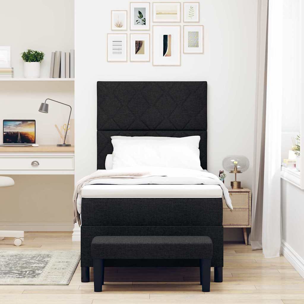 vidaXL Κρεβάτι με ελατήρια με κεφαλάρι Μαύρο 100 x 200 cm ύφασμα