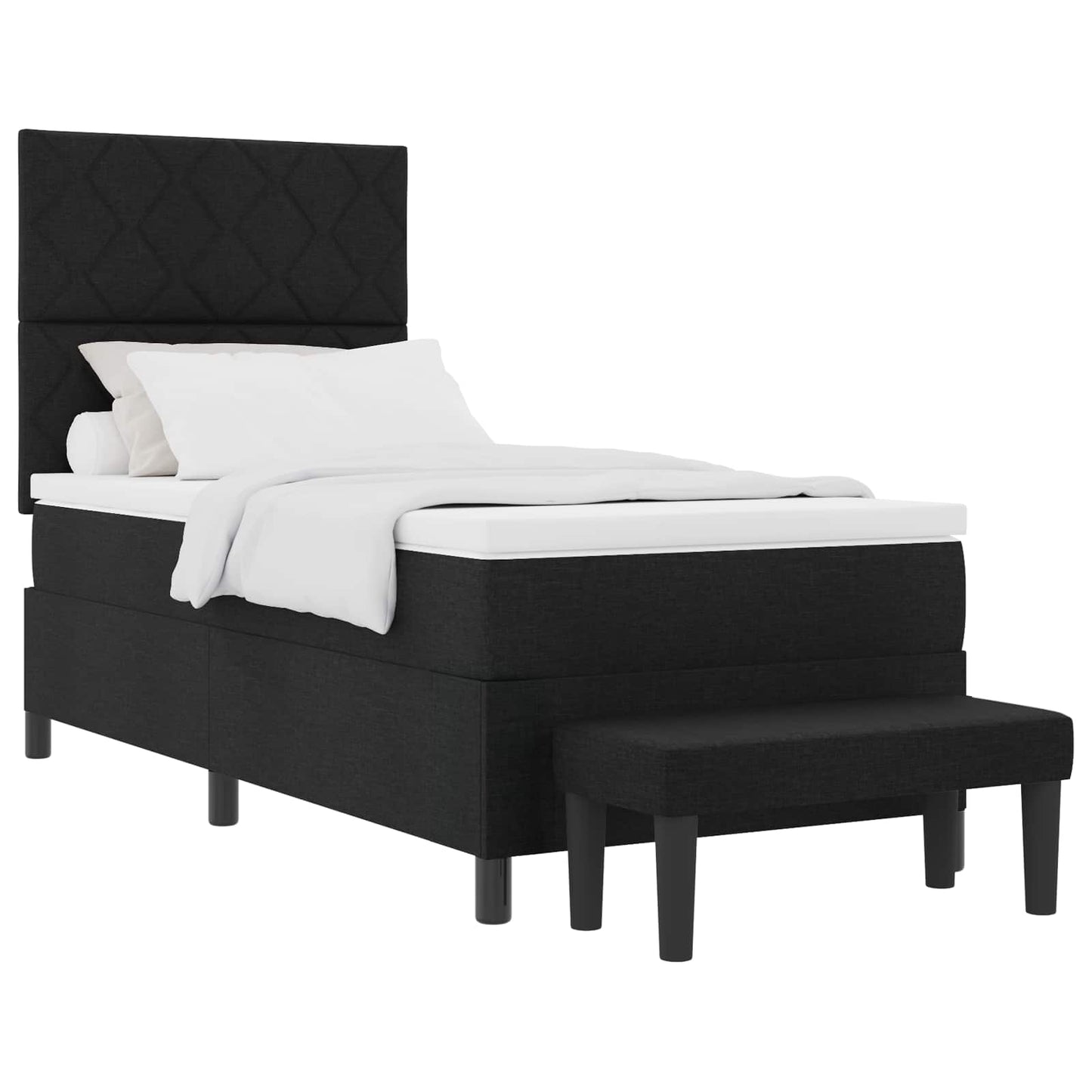 vidaXL Κρεβάτι με ελατήρια με κεφαλάρι Μαύρο 100 x 200 cm ύφασμα