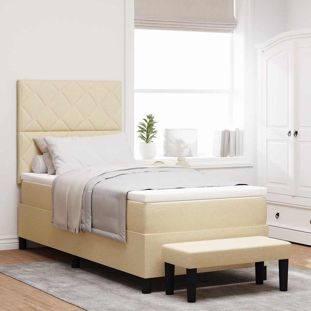 vidaXL Κρεβάτι με ελατήρια με κεφαλάρι Κρεμ 100 x 200 cm ύφασμα