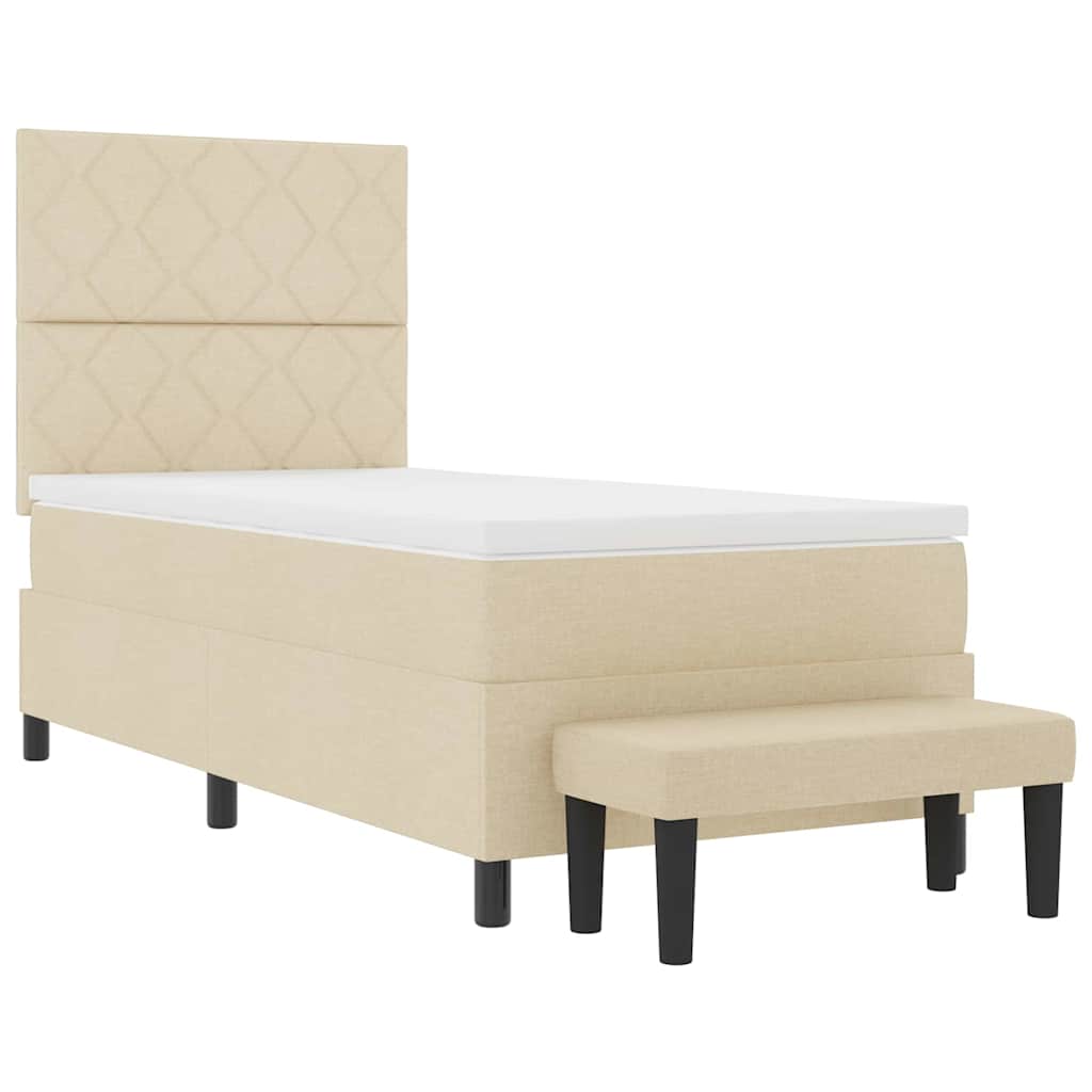 vidaXL Κρεβάτι με ελατήρια με κεφαλάρι Κρεμ 100 x 200 cm ύφασμα