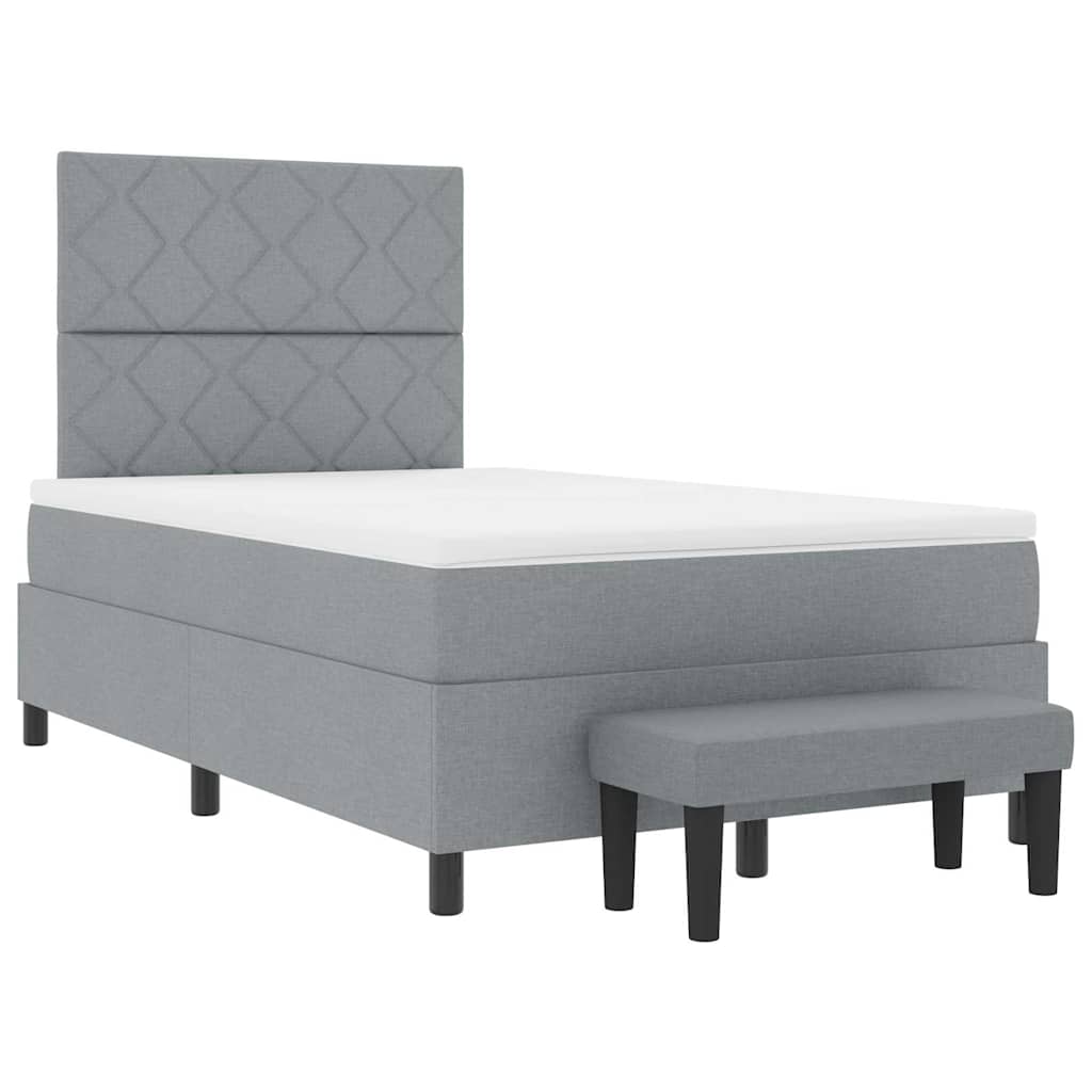 vidaXL Κρεβάτι με ελατήρια Ανοιχτό γκρι 120 x 190 cm ύφασμα