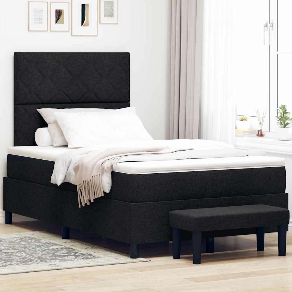 vidaXL Κρεβάτι με ελατήρια με κεφαλάρι Μαύρο 120 x 190 cm ύφασμα