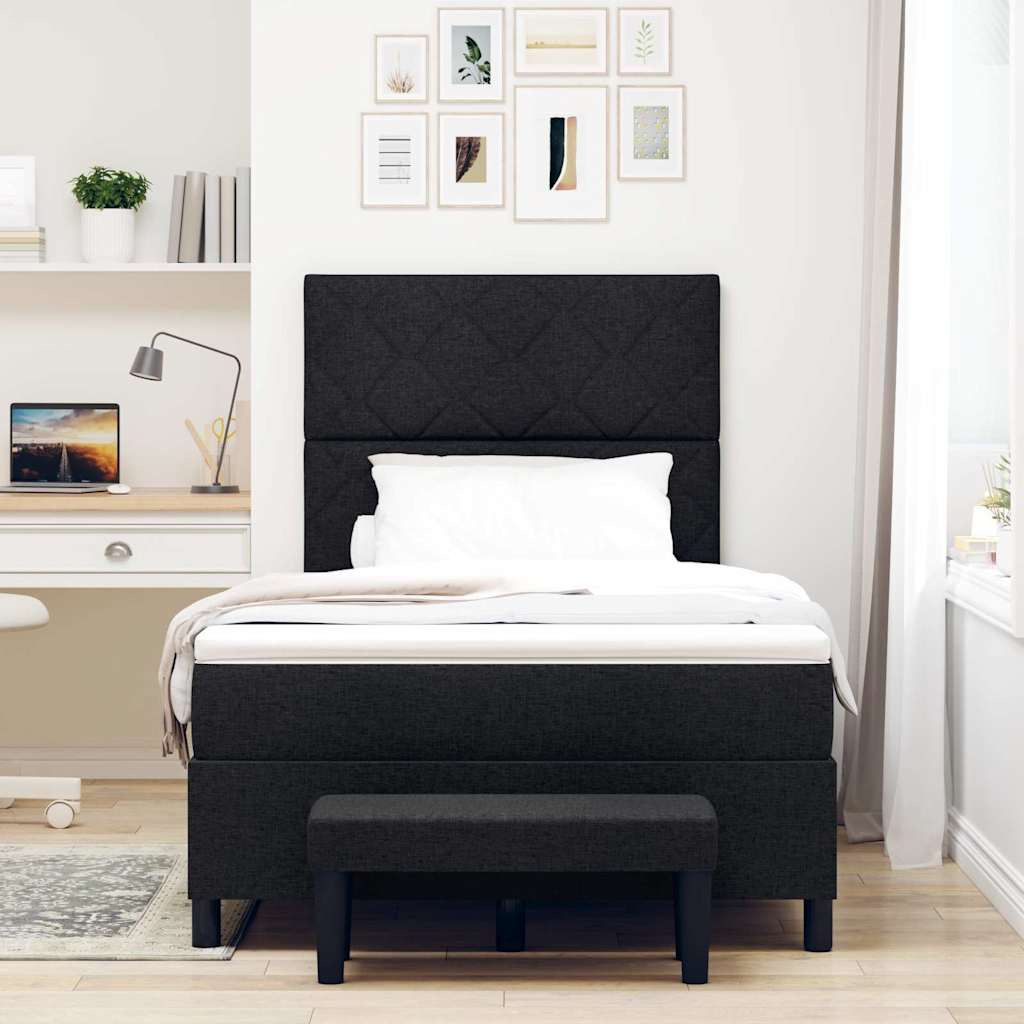 vidaXL Κρεβάτι με ελατήρια με κεφαλάρι Μαύρο 120 x 190 cm ύφασμα
