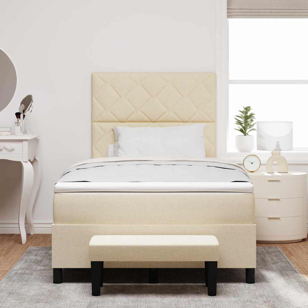 vidaXL Κρεβάτι με ελατήρια με κεφαλάρι Κρεμ 120 x 190 cm ύφασμα