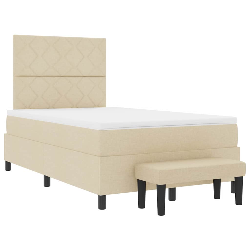 vidaXL Κρεβάτι με ελατήρια με κεφαλάρι Κρεμ 120 x 190 cm ύφασμα