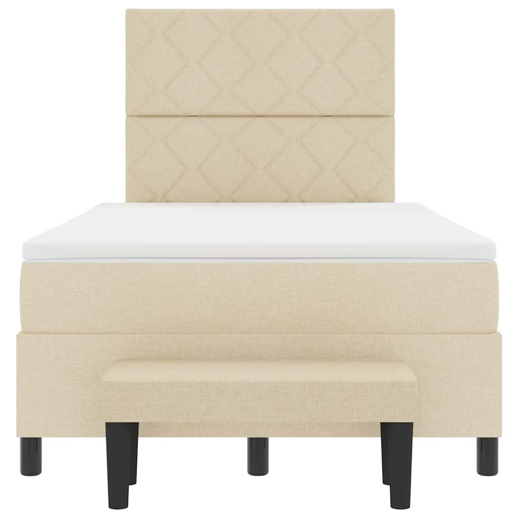 vidaXL Κρεβάτι με ελατήρια με κεφαλάρι Κρεμ 120 x 190 cm ύφασμα