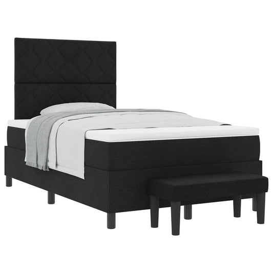 vidaXL Κρεβάτι με ελατήρια με κεφαλάρι Μαύρο 120 x 200 cm ύφασμα