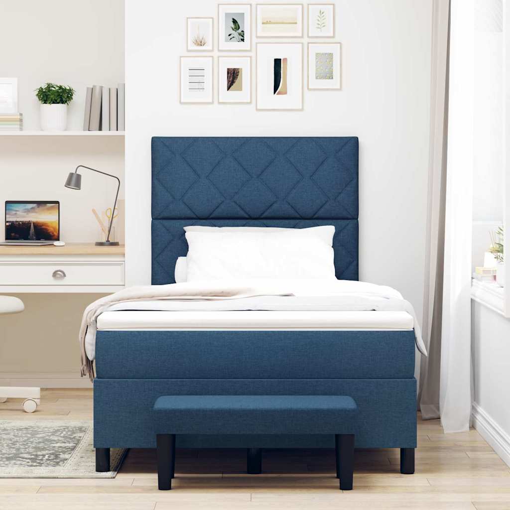 vidaXL Κρεβάτι με ελατήρια με κεφαλάρι Μπλε 120 x 200 cm ύφασμα