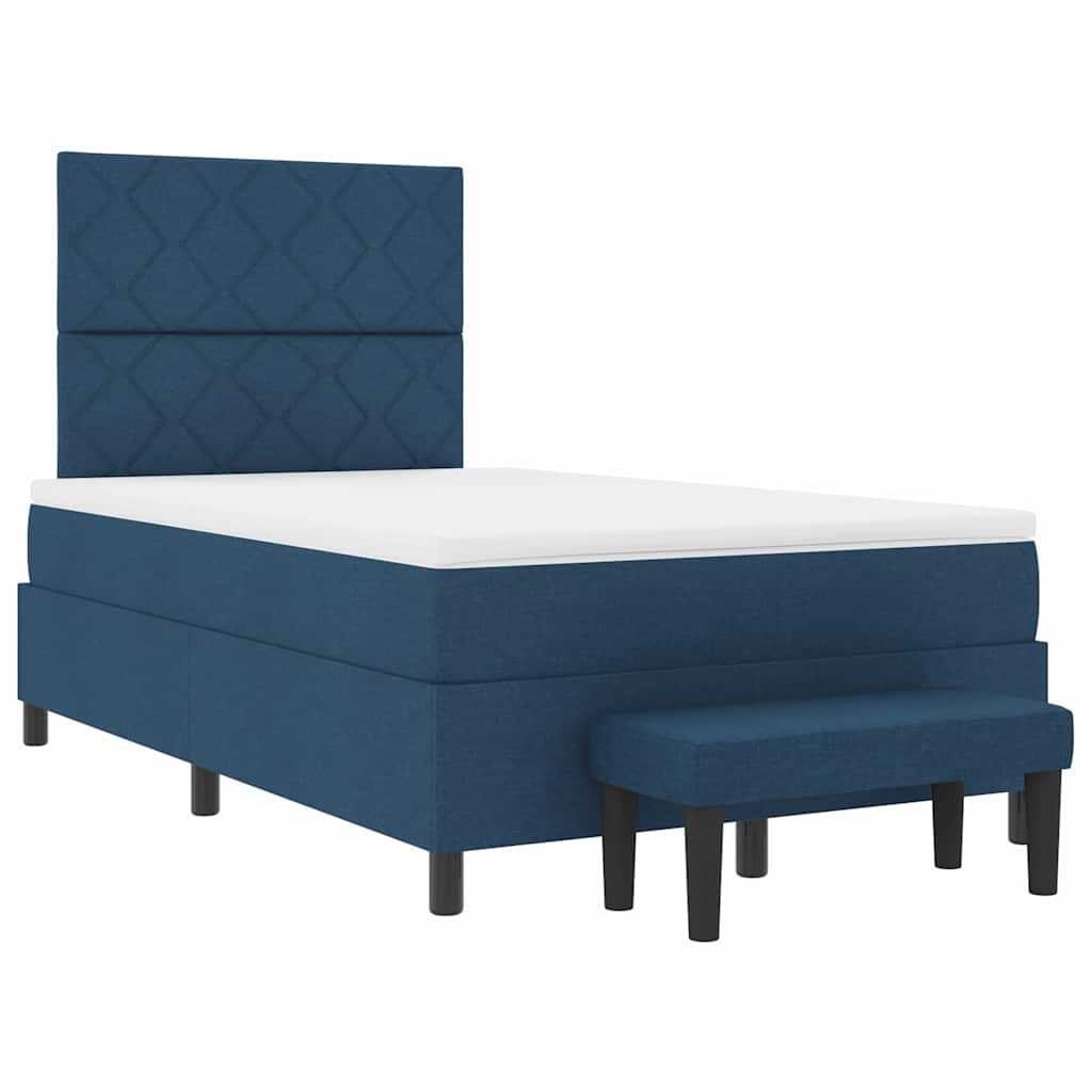 vidaXL Κρεβάτι με ελατήρια με κεφαλάρι Μπλε 120 x 200 cm ύφασμα