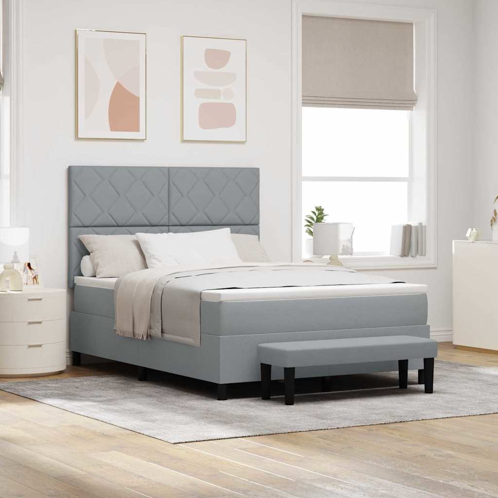 vidaXL Κρεβάτι με ελατήρια Ανοιχτό γκρι 140 x 190 cm ύφασμα