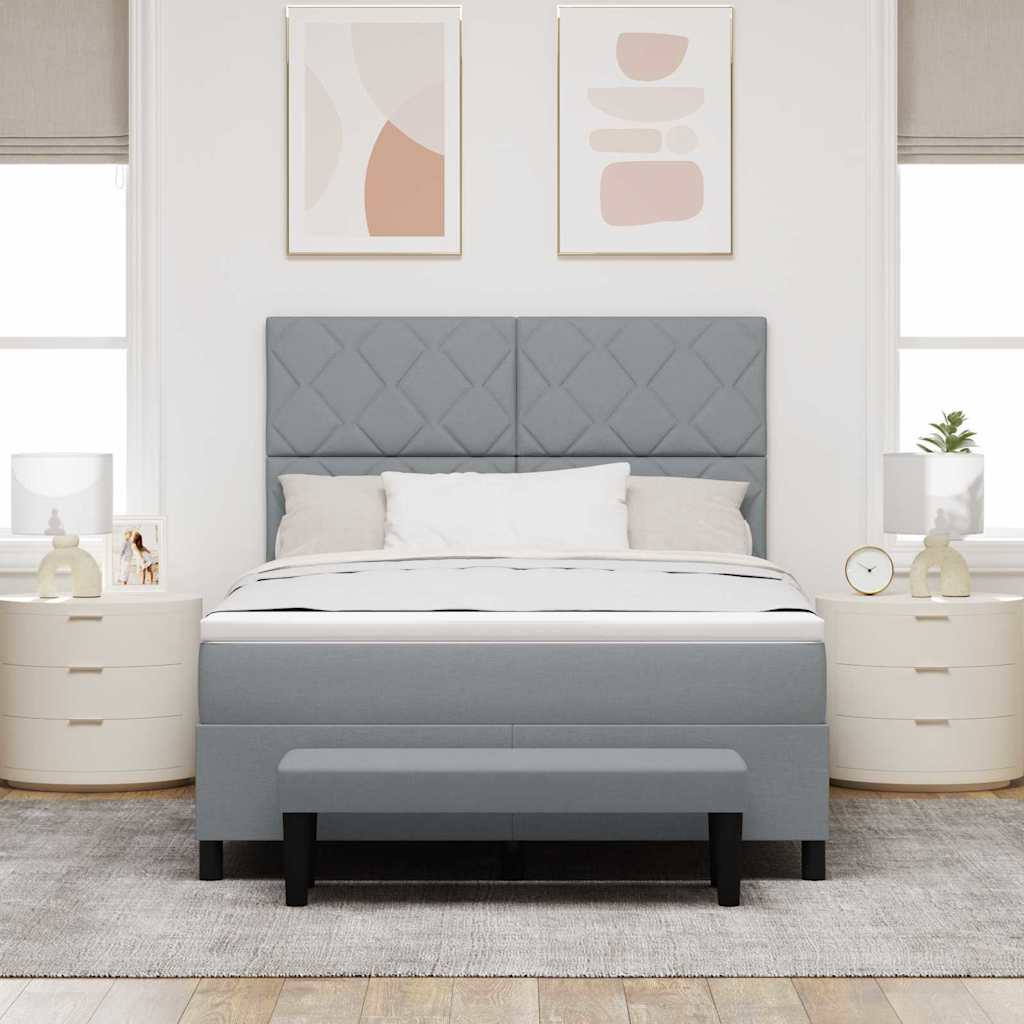vidaXL Κρεβάτι με ελατήρια Ανοιχτό γκρι 140 x 190 cm ύφασμα