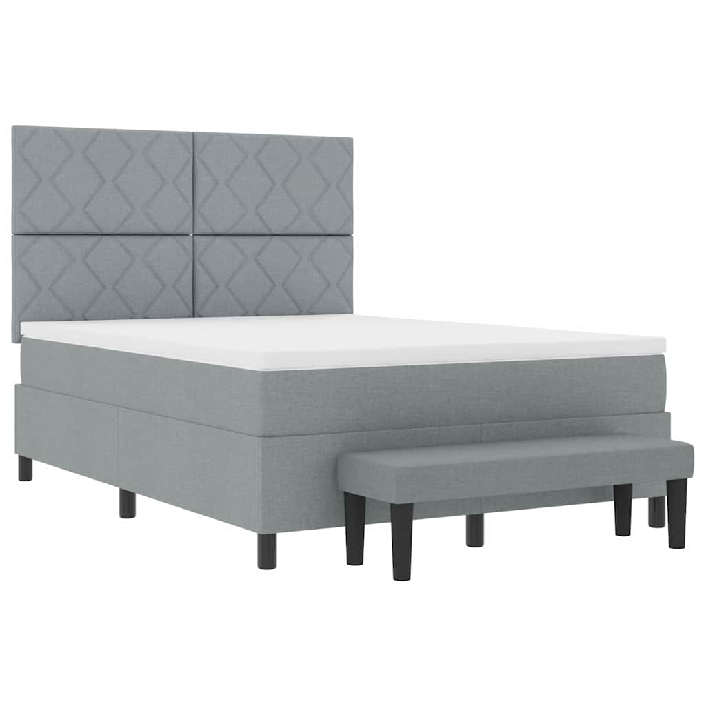 vidaXL Κρεβάτι με ελατήρια Ανοιχτό γκρι 140 x 190 cm ύφασμα