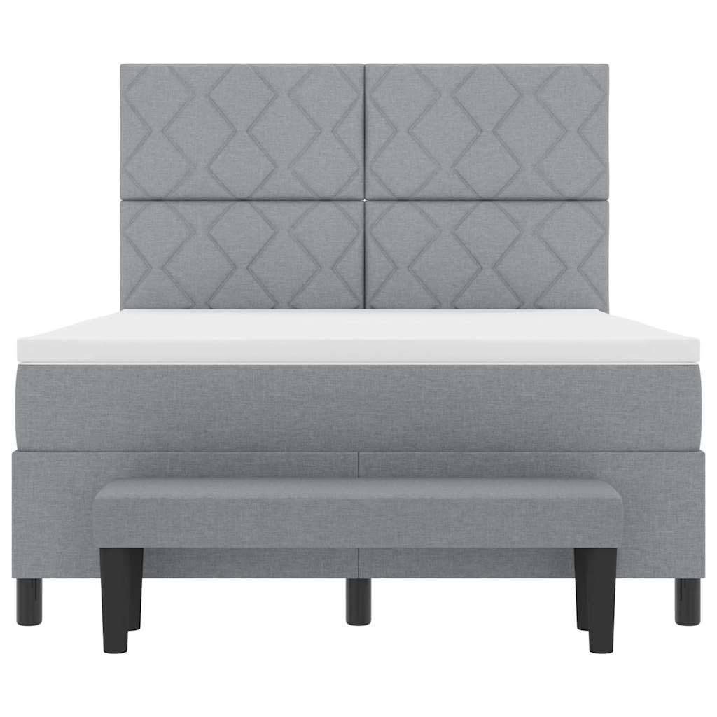 vidaXL Κρεβάτι με ελατήρια Ανοιχτό γκρι 140 x 190 cm ύφασμα