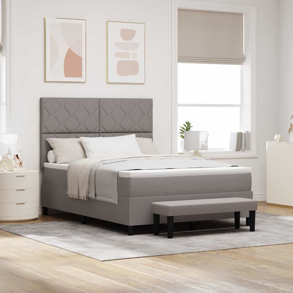 vidaXL Κρεβάτι με ελατήρια με κεφαλάρι Taupe 140 x 190 cm ύφασμα
