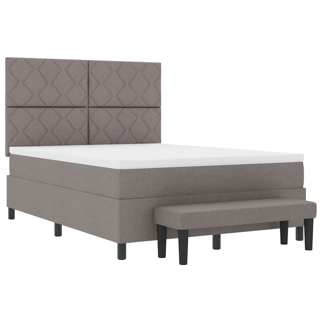 vidaXL Κρεβάτι με ελατήρια με κεφαλάρι Taupe 140 x 190 cm ύφασμα