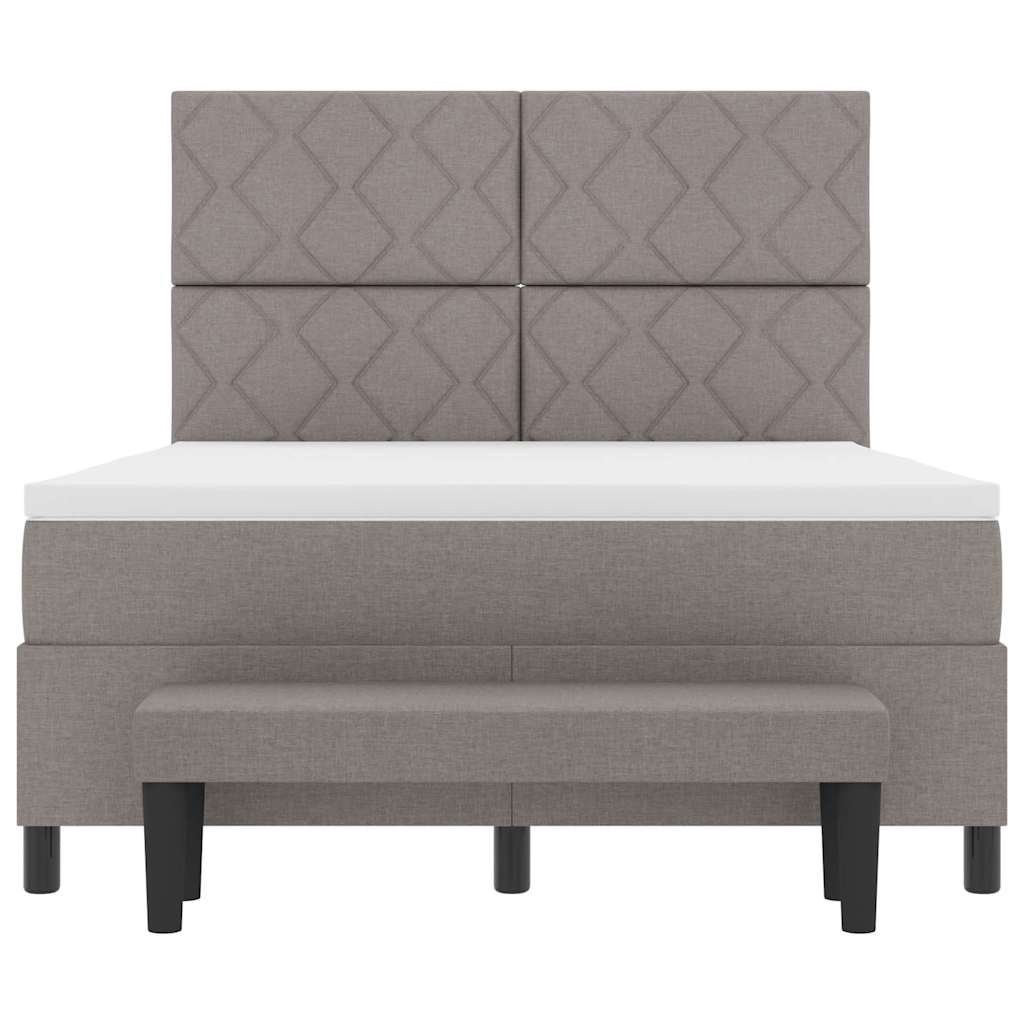 vidaXL Κρεβάτι με ελατήρια με κεφαλάρι Taupe 140 x 190 cm ύφασμα