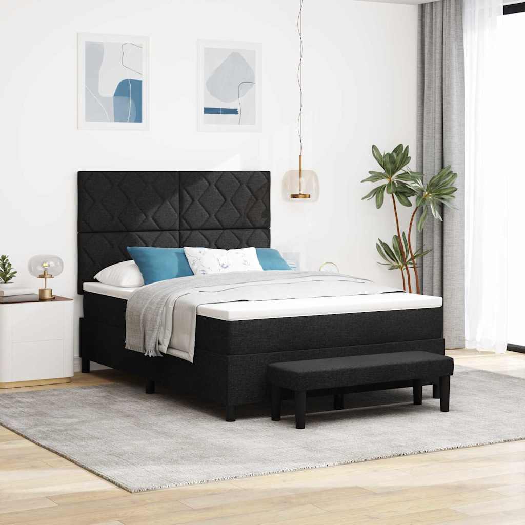 vidaXL Κρεβάτι με ελατήρια με κεφαλάρι Μαύρο 140 x 200 cm ύφασμα