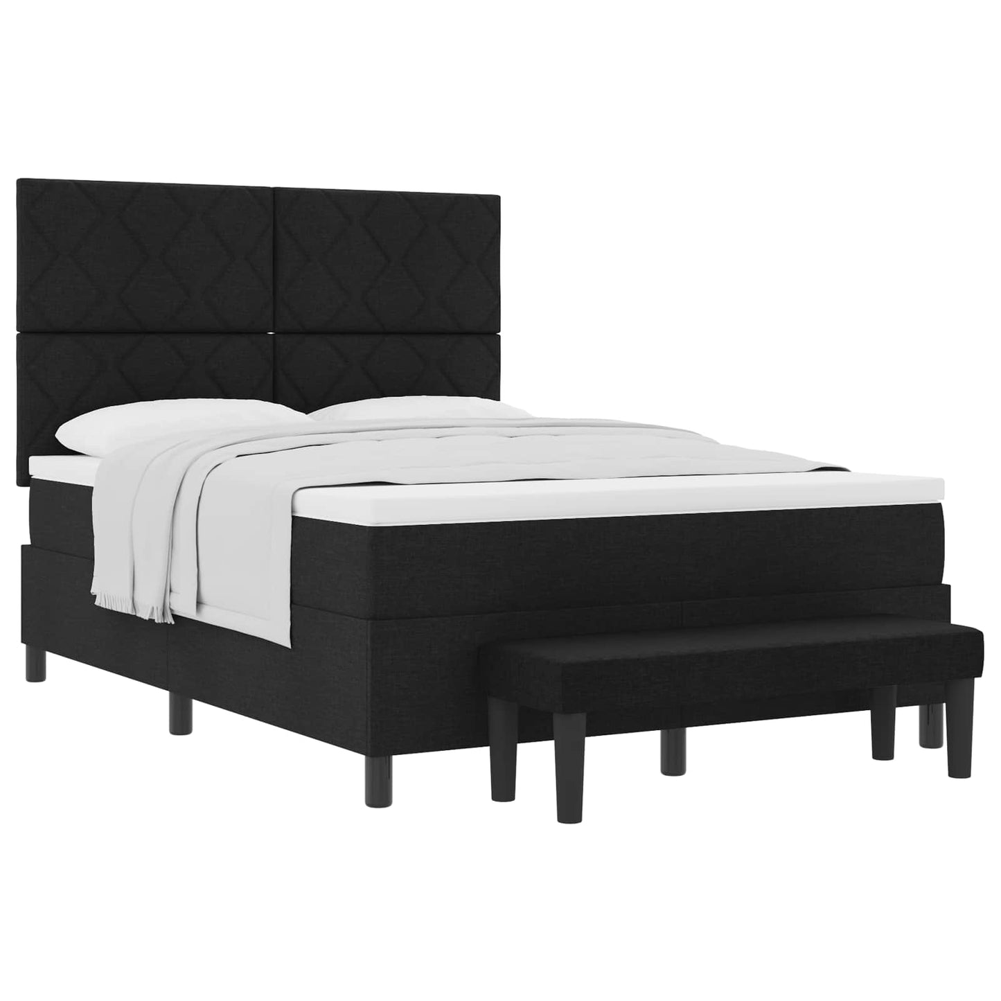 vidaXL Κρεβάτι με ελατήρια με κεφαλάρι Μαύρο 140 x 200 cm ύφασμα