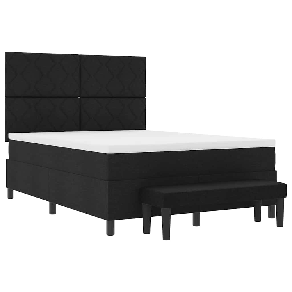 vidaXL Κρεβάτι με ελατήρια με κεφαλάρι Μαύρο 140 x 200 cm ύφασμα