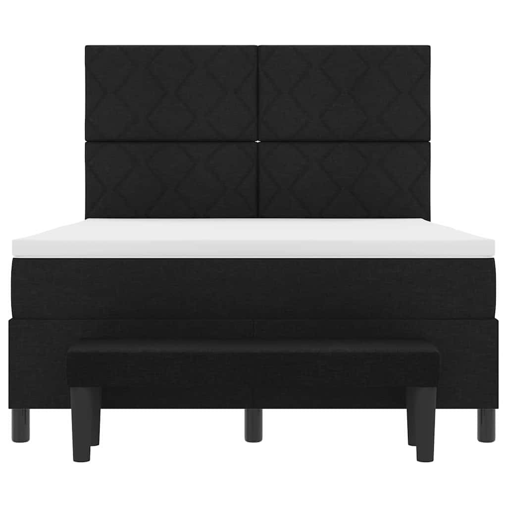 vidaXL Κρεβάτι με ελατήρια με κεφαλάρι Μαύρο 140 x 200 cm ύφασμα