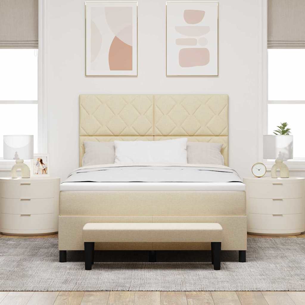 vidaXL Κρεβάτι με ελατήρια με κεφαλάρι Κρεμ 160 x 200 cm ύφασμα