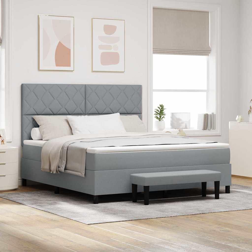 vidaXL Κρεβάτι με ελατήρια Ανοιχτό γκρι 180 x 200 cm ύφασμα