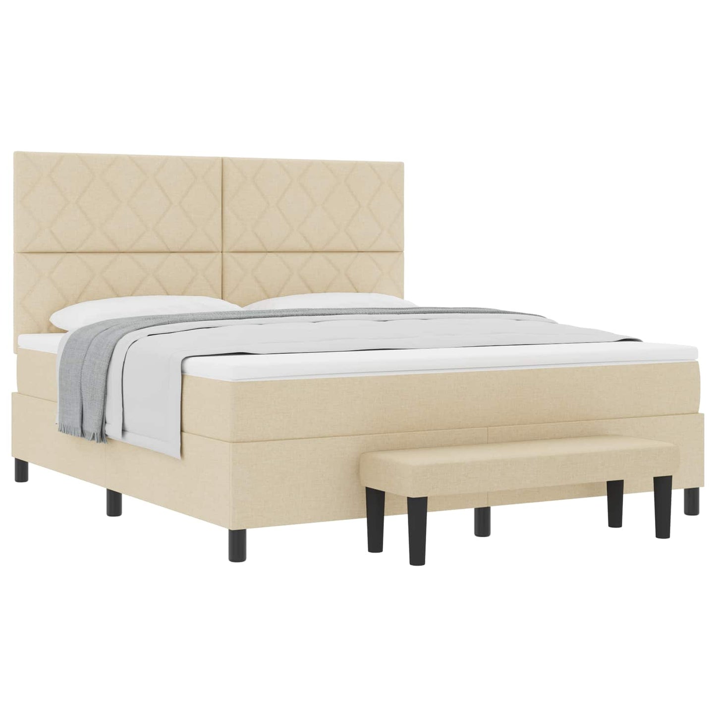 vidaXL Κρεβάτι με ελατήρια με κεφαλάρι Κρεμ 180 x 200 cm ύφασμα