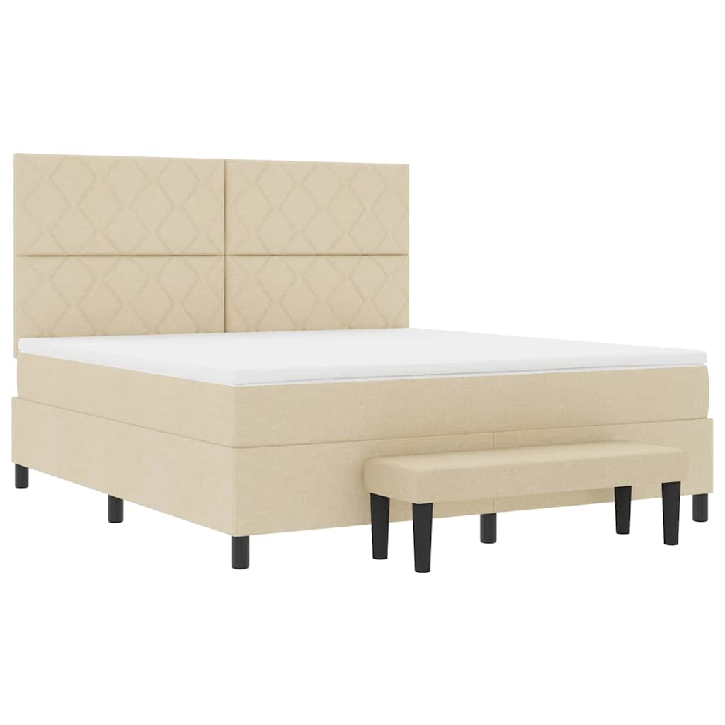 vidaXL Κρεβάτι με ελατήρια με κεφαλάρι Κρεμ 180 x 200 cm ύφασμα