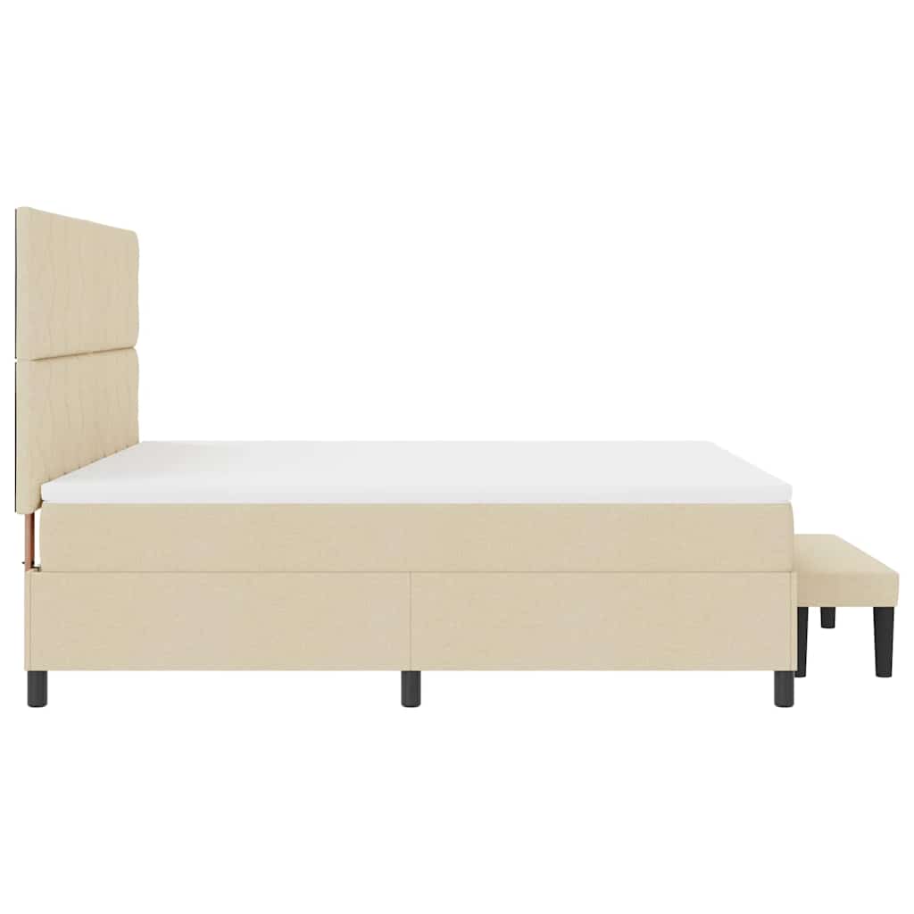 vidaXL Κρεβάτι με ελατήρια με κεφαλάρι Κρεμ 180 x 200 cm ύφασμα