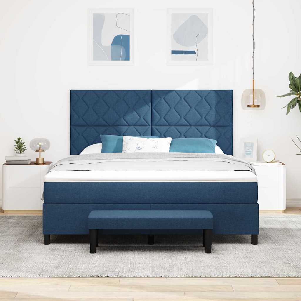 vidaXL Κρεβάτι με ελατήρια με κεφαλάρι Μπλε 180 x 200 cm ύφασμα