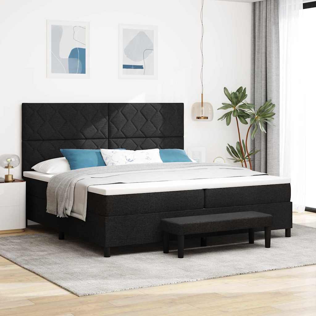vidaXL Κρεβάτι με ελατήρια με κεφαλάρι Μαύρο 200 x 200 cm ύφασμα