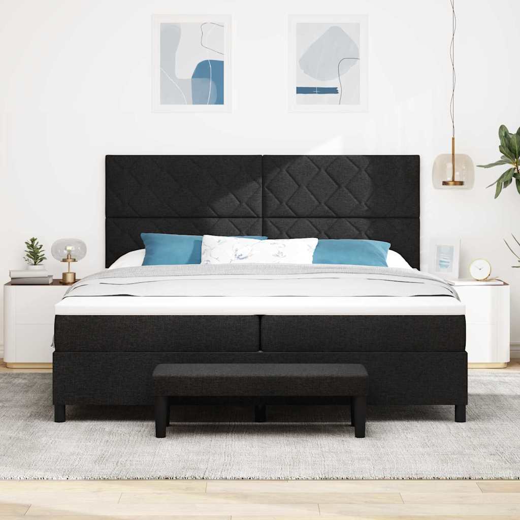 vidaXL Κρεβάτι με ελατήρια με κεφαλάρι Μαύρο 200 x 200 cm ύφασμα