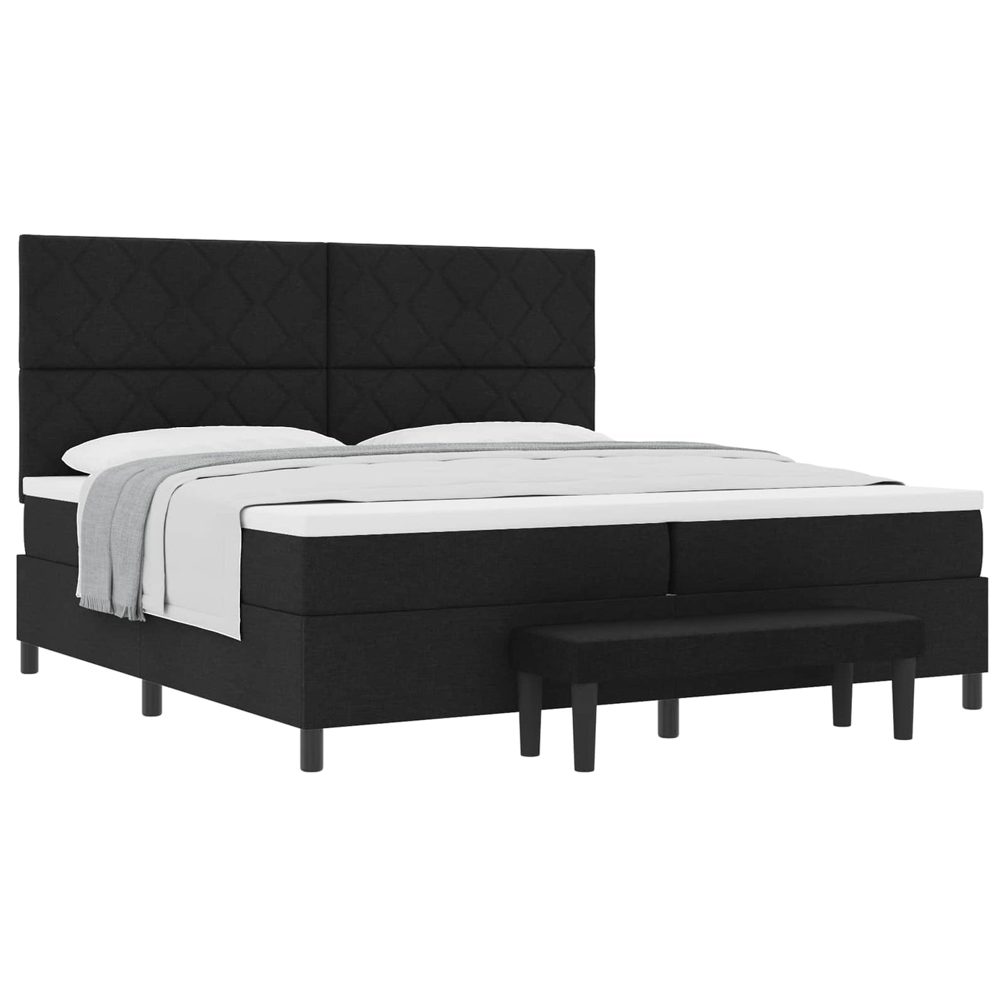 vidaXL Κρεβάτι με ελατήρια με κεφαλάρι Μαύρο 200 x 200 cm ύφασμα