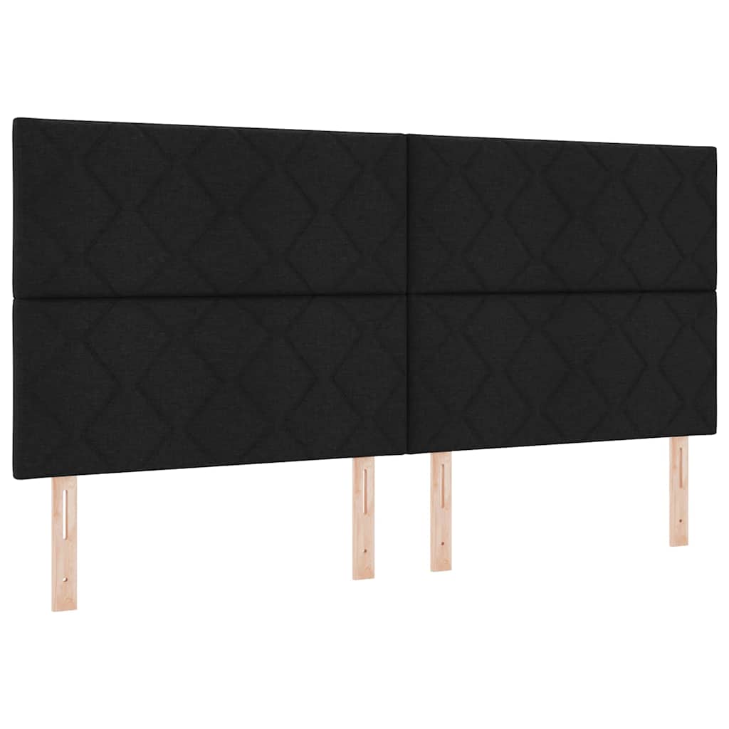 vidaXL Κρεβάτι με ελατήρια με κεφαλάρι Μαύρο 200 x 200 cm ύφασμα