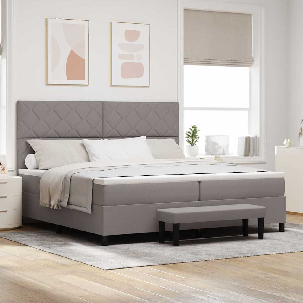 vidaXL Κρεβάτι με ελατήρια με κεφαλάρι Taupe 200 x 200 cm ύφασμα